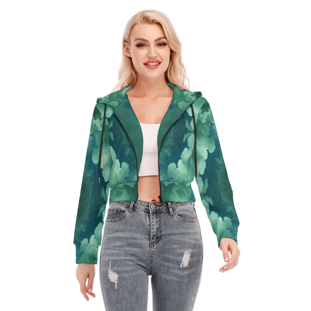 Women's Crop Top Hoodie With Zipper Closure