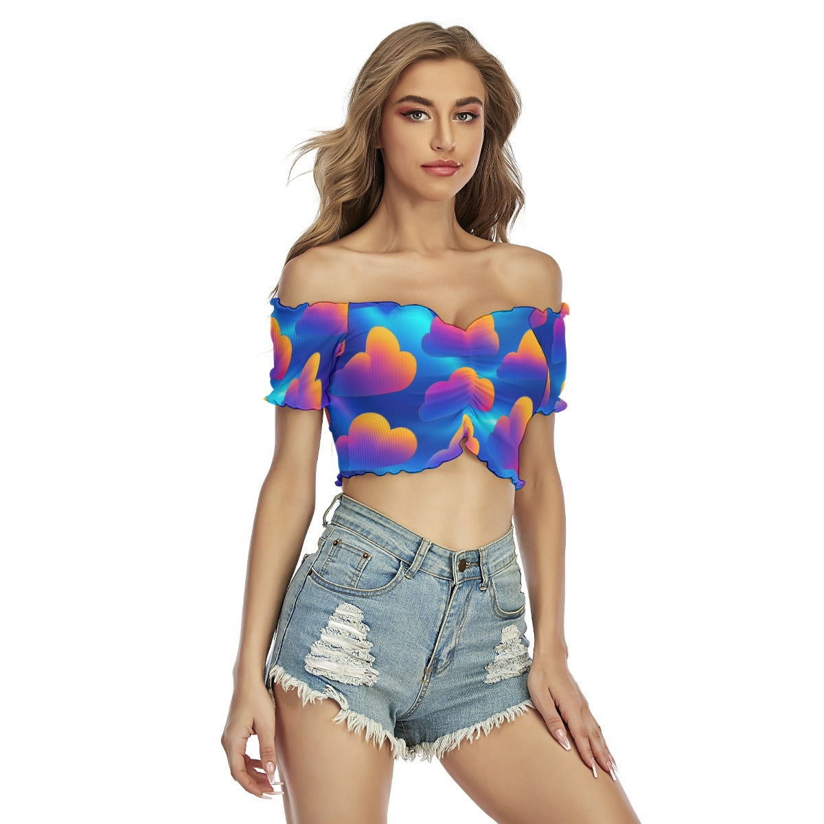 Women's One-shoulder Off-the-navel Short Sleeve T-shirt