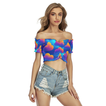 Women's One-shoulder Off-the-navel Short Sleeve T-shirt