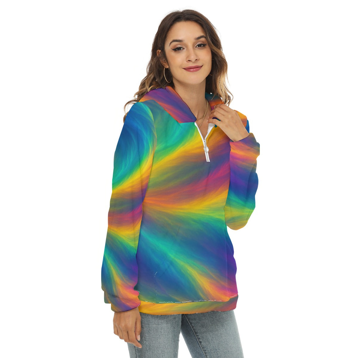 Women's Borg Fleece Hoodie With Half Zip