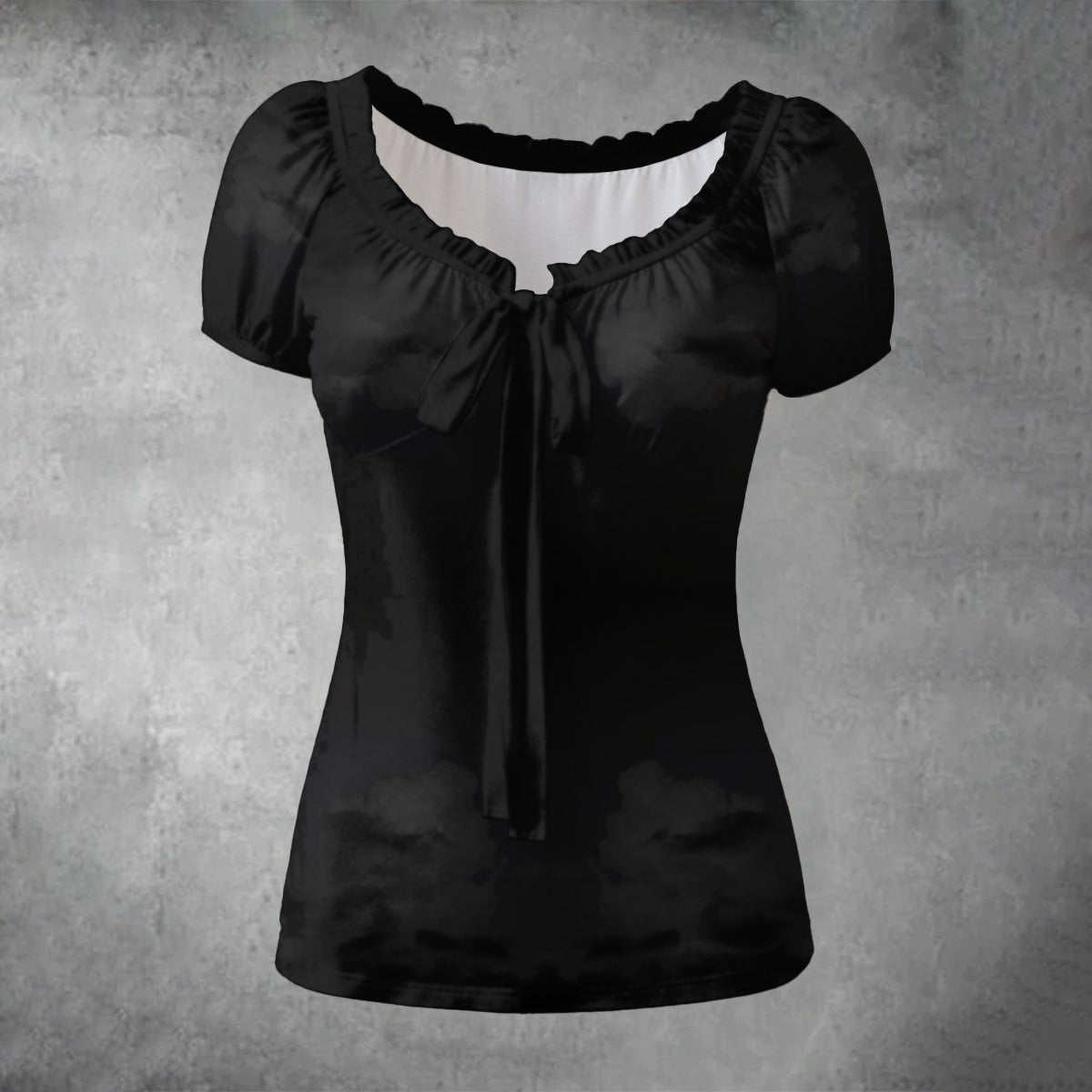 All-over print Women's Puff Sleeve Pleated Shirt