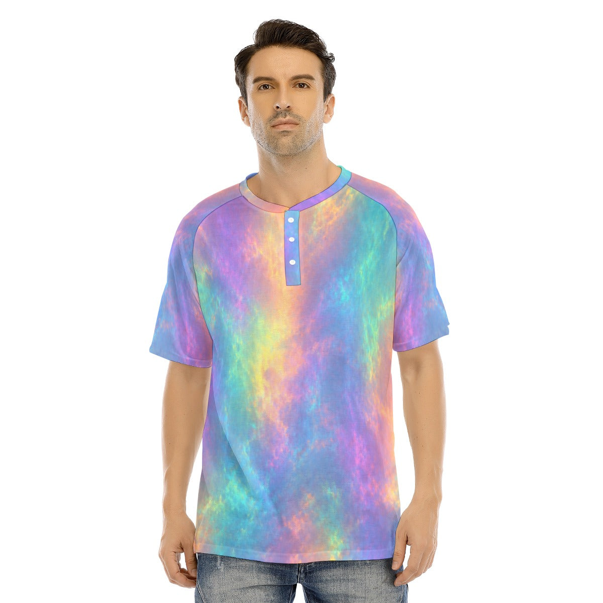 Men's Raglan Sleeve T-shirt With Button Closure