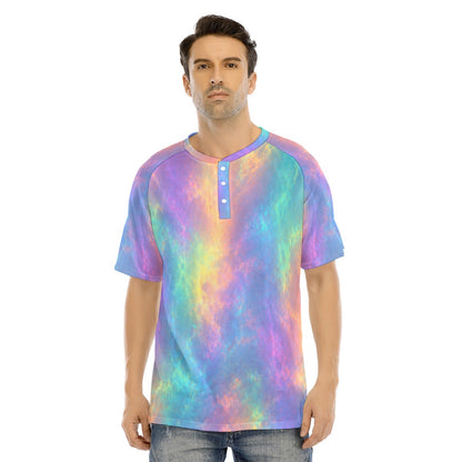 Men's Raglan Sleeve T-shirt With Button Closure