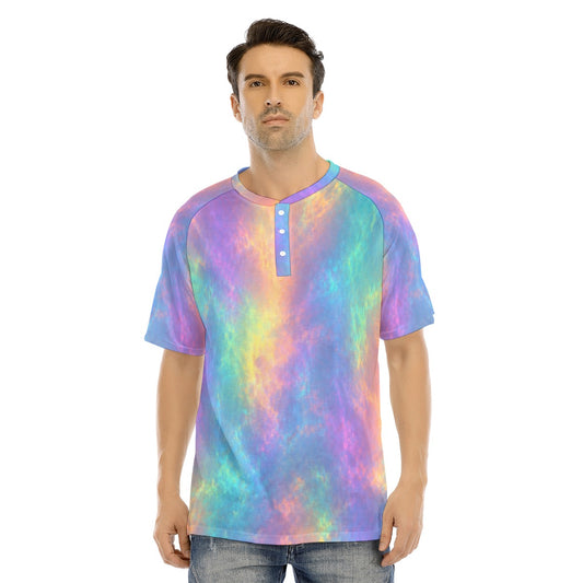Men's Raglan Sleeve T-shirt With Button Closure