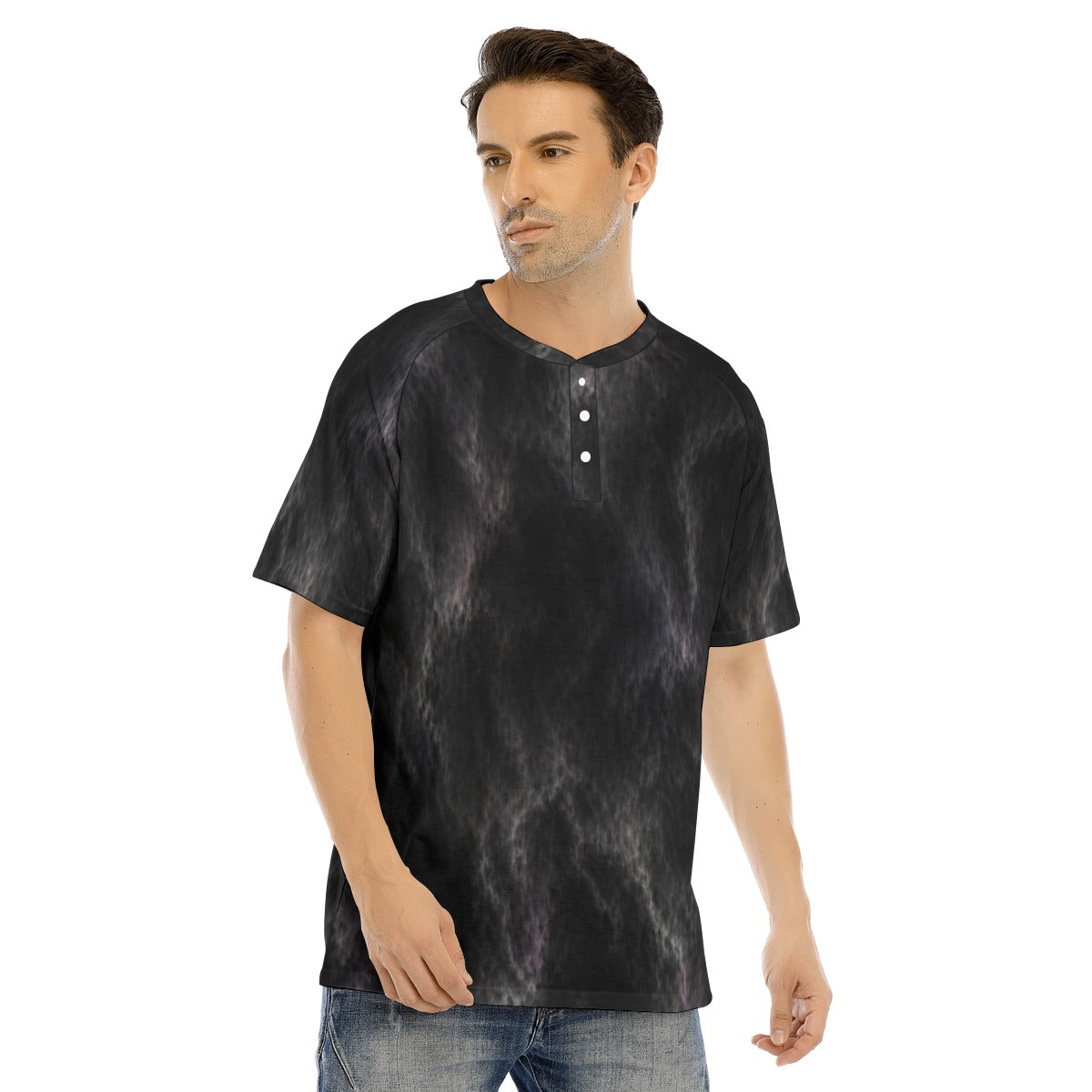 Men's Raglan Sleeve T-shirt With Button Closure