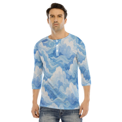 Men's Bracelet Sleeve T-shirt With Button Closure - view 1