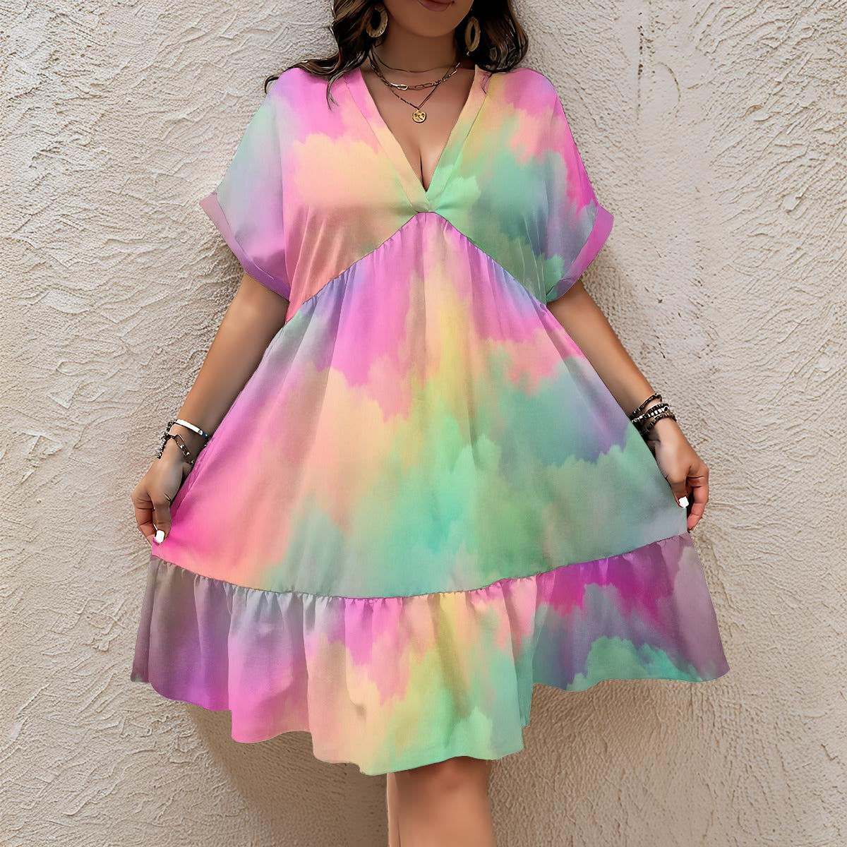 Women’s Floral V-Neck Short Sleeve Dress