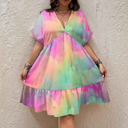 Women’s Floral V-Neck Short Sleeve Dress