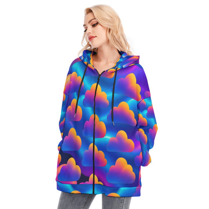Women's Long Hoodie With Zipper Closure