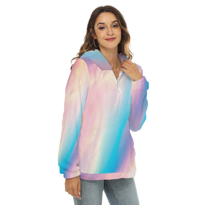 Women's Borg Fleece Hoodie With Half Zip