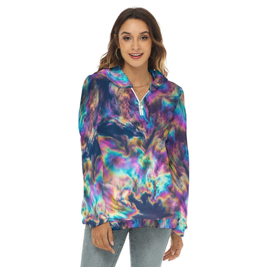 Women's Borg Fleece Hoodie With Half Zip