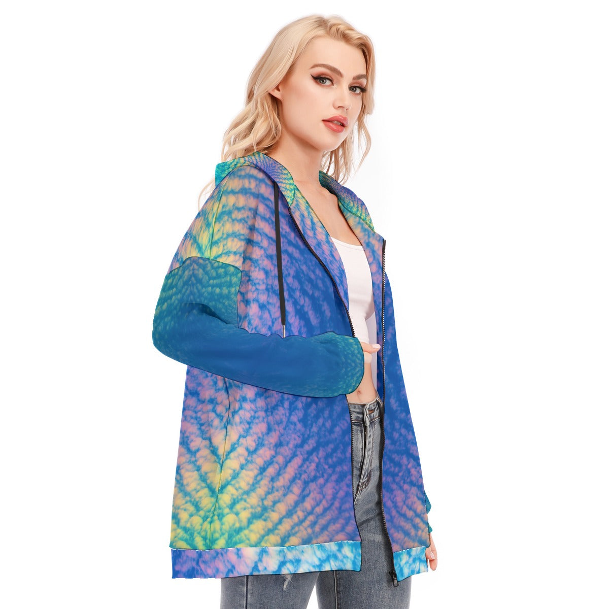 Women's Long Hoodie With Zipper Closure