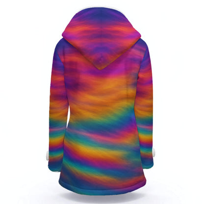 Women's Hooded Double-Breasted Winter Coat With Fleece