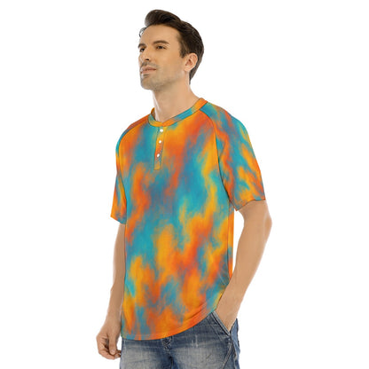 Men's Raglan Sleeve T-shirt With Button Closure