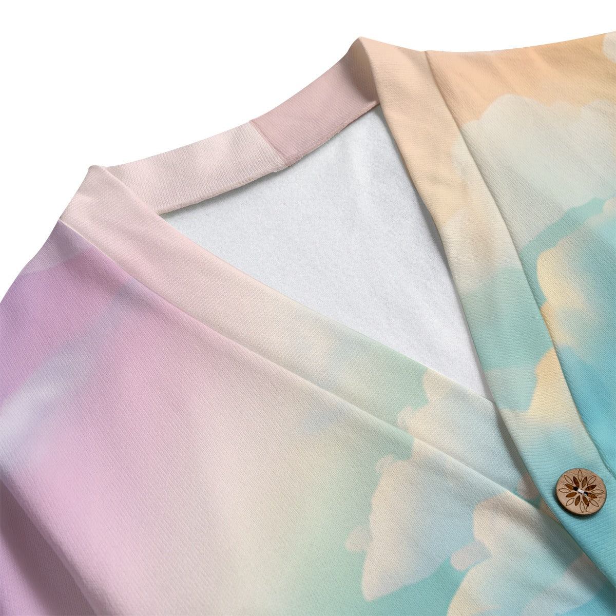 Unisex V-neck Knitted Fleece Cardigan With Button Closure