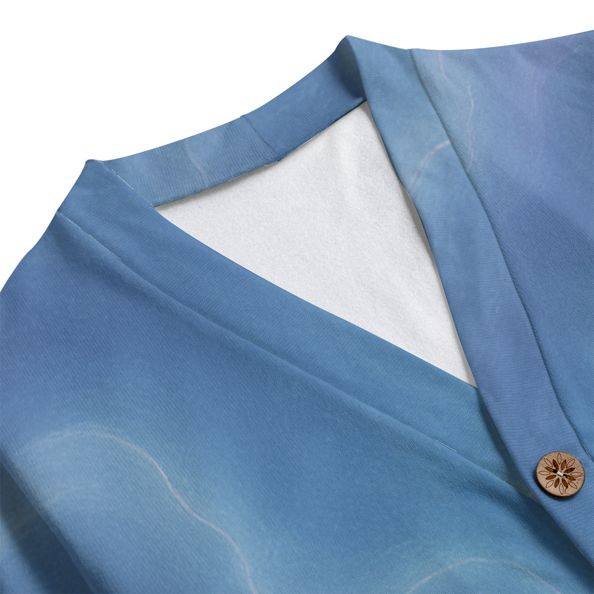 Unisex V-neck Knitted Fleece Cardigan With Button Closure