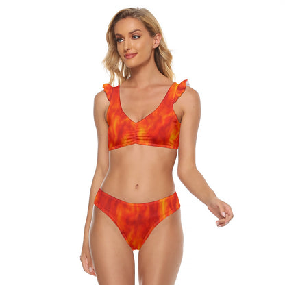 Women's Bikini Swimsuit With Ruffle Cuff Bra