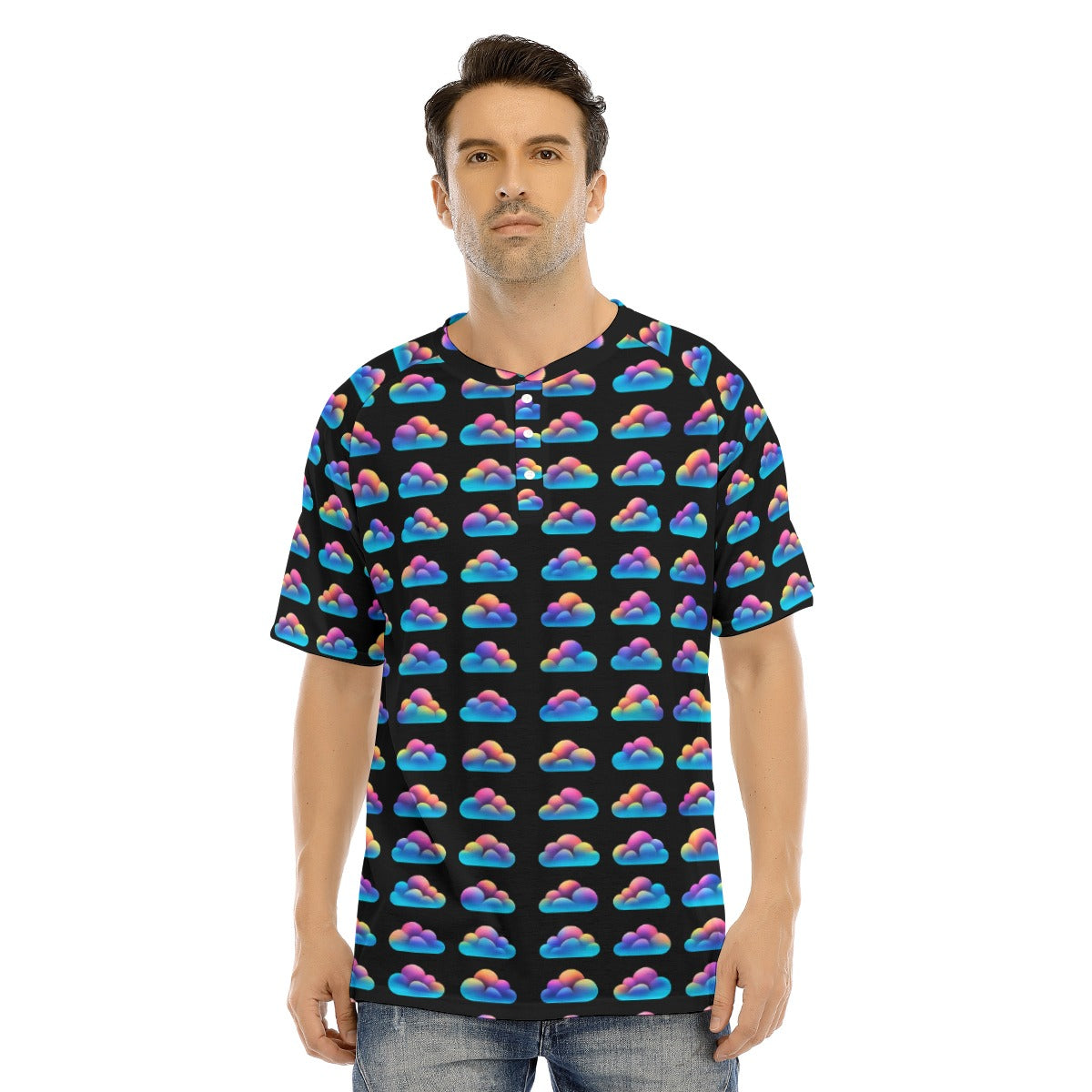 Men's Raglan Sleeve T-shirt With Button Closure