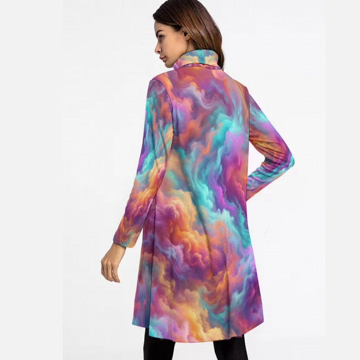 Women's High Neck Dress With Long Sleeve