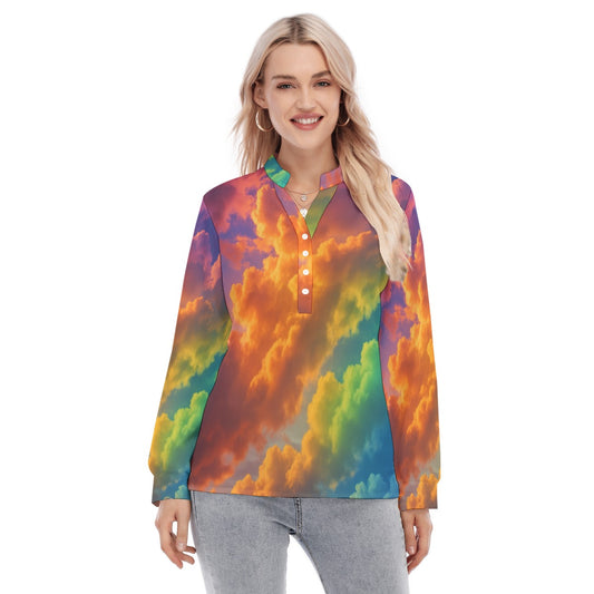 Women's Long Sleeve Blouse With Button Closure