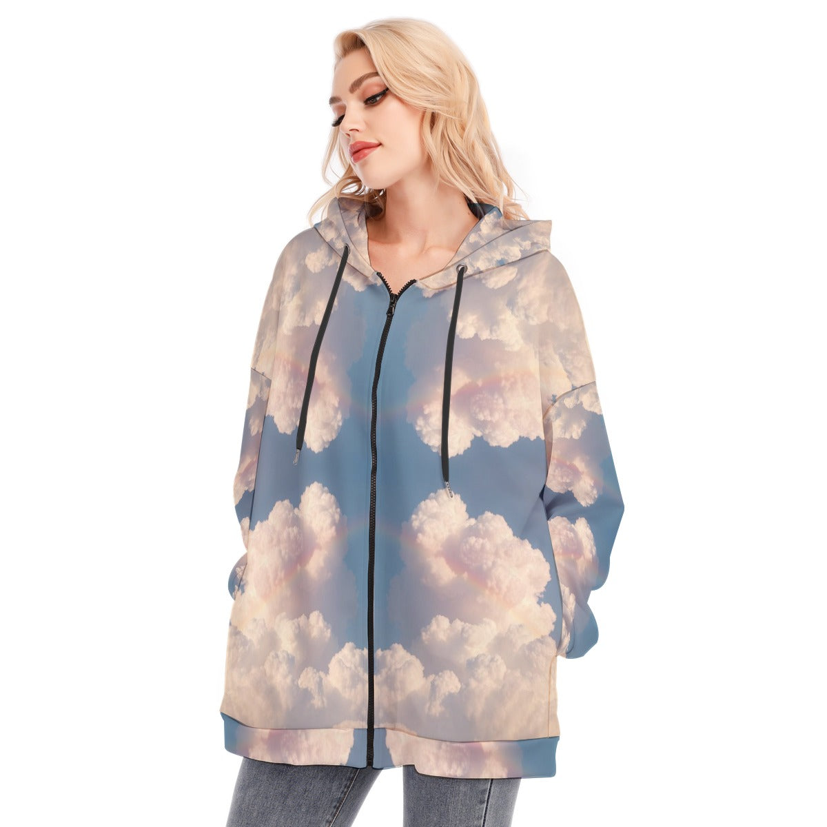 Women's Long Hoodie With Zipper Closure