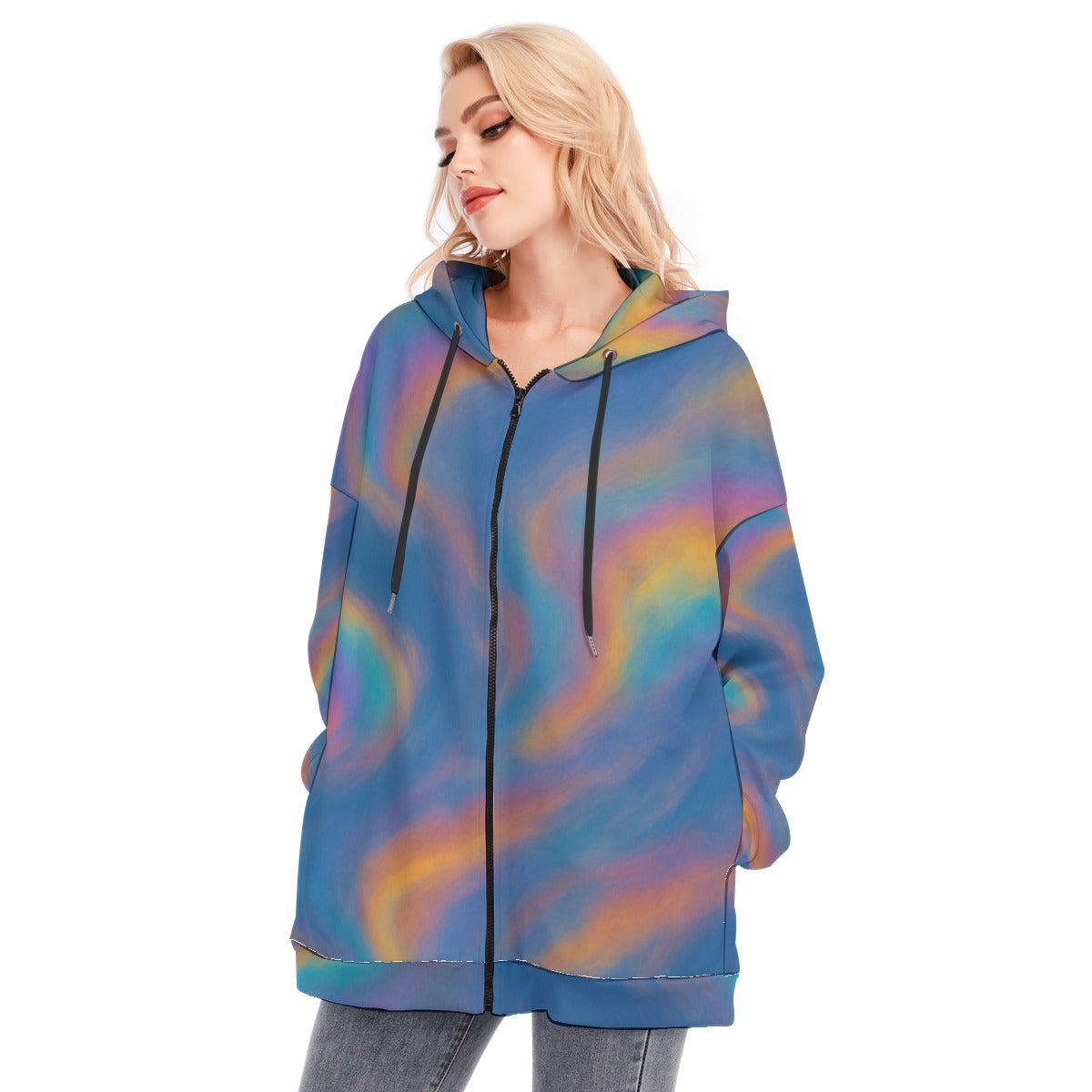 Women's Long Hoodie With Zipper Closure