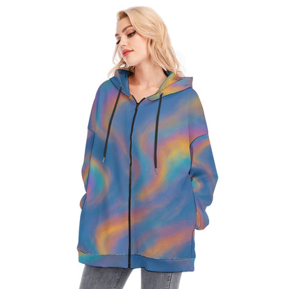 Women's Long Hoodie With Zipper Closure