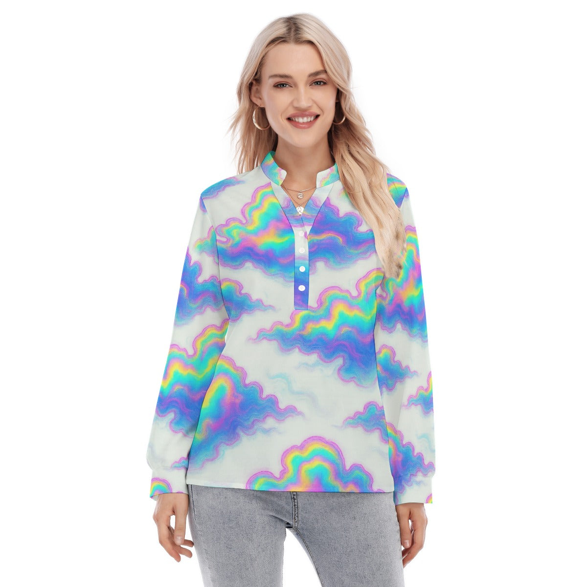 Women's Long Sleeve Blouse With Button Closure
