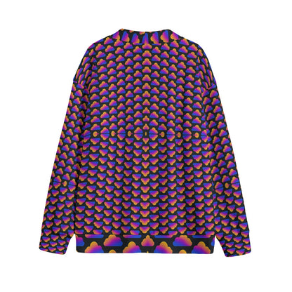 Unisex V-neck Knitted Fleece Cardigan With Button Closure