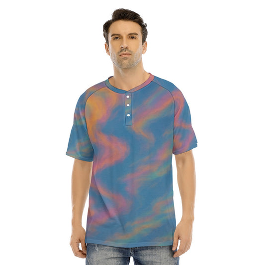 Men's Raglan Sleeve T-shirt With Button Closure