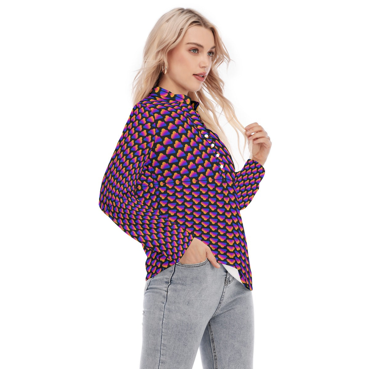 Women's Long Sleeve Blouse With Button Closure