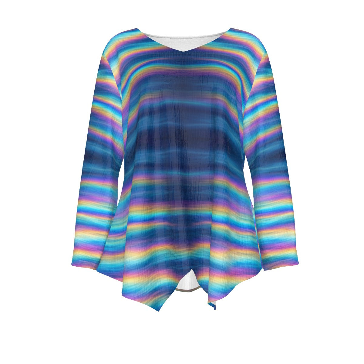 Women's V-neck T-shirt With Irregular Hem