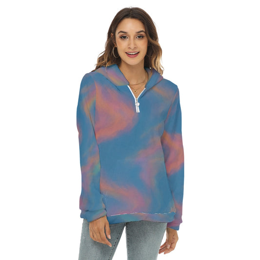Women's Borg Fleece Hoodie With Half Zip