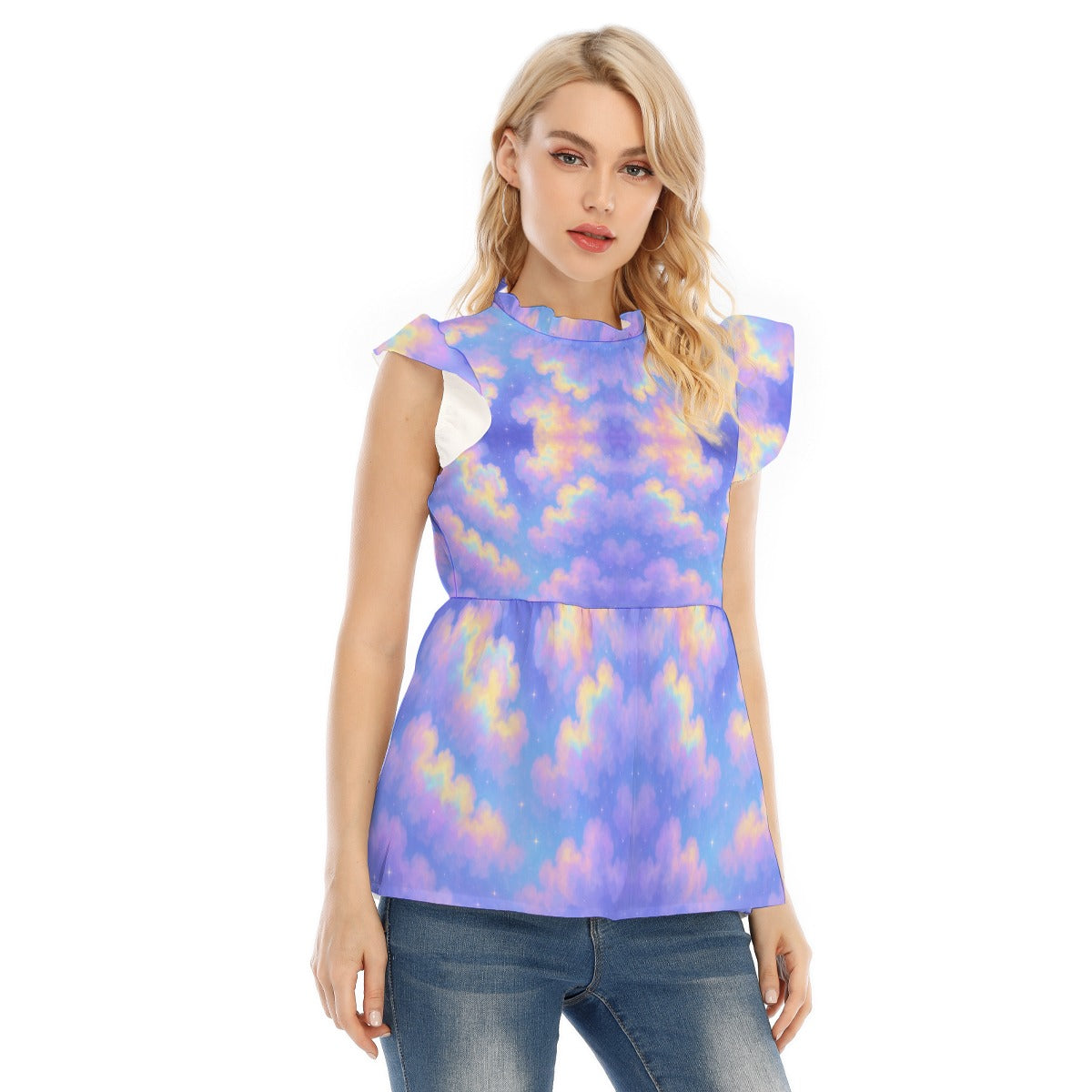 Women's Blouse With Lotus Leaf Lace