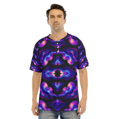 Men's Raglan Sleeve T-shirt With Button Closure