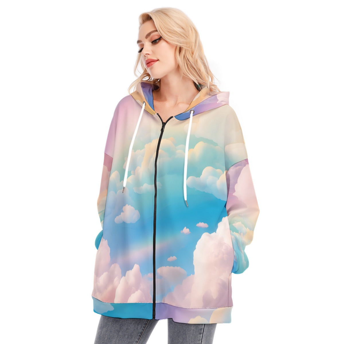 Women's Long Hoodie With Zipper Closure