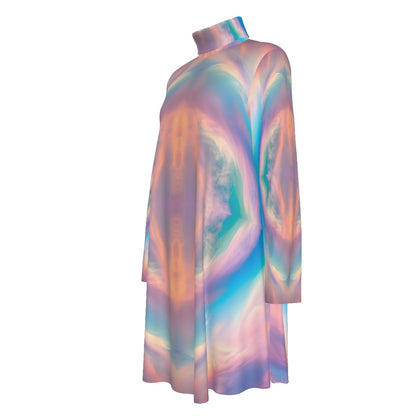 Women's High Neck Dress With Long Sleeve