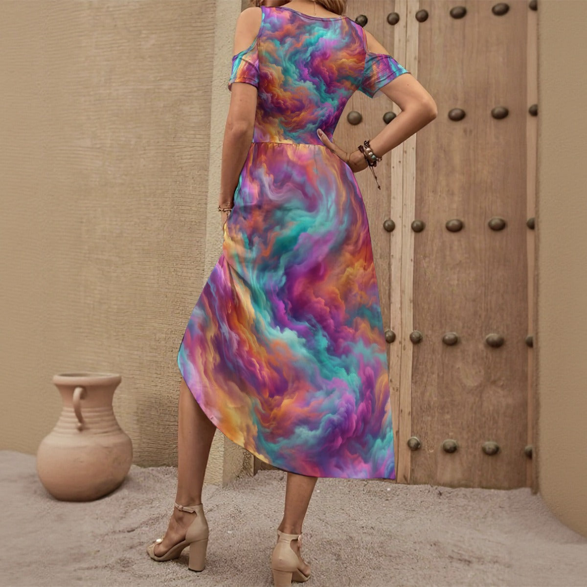 Women's V-neck Off-shoulder Dress