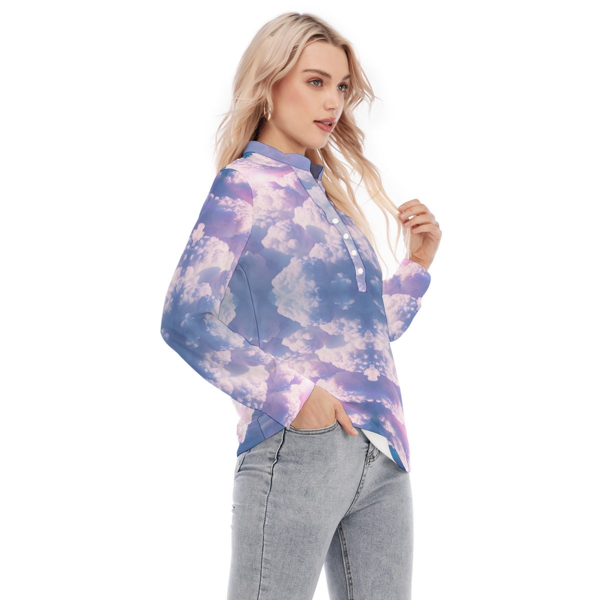 Women's Long Sleeve Blouse With Button Closure