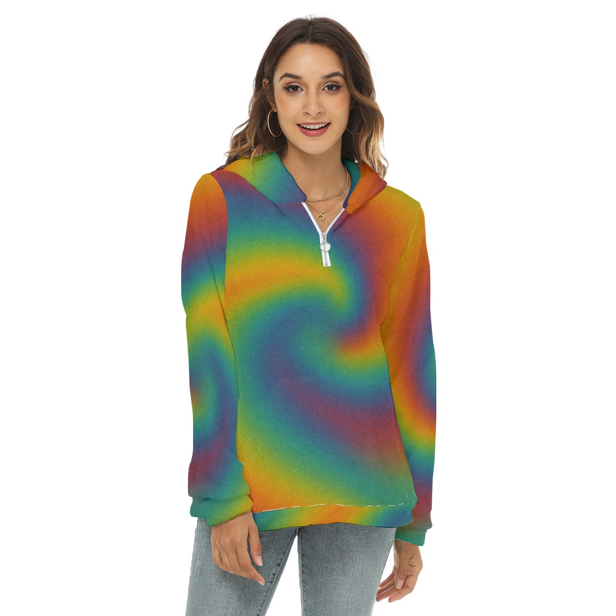 Women's Borg Fleece Hoodie With Half Zip