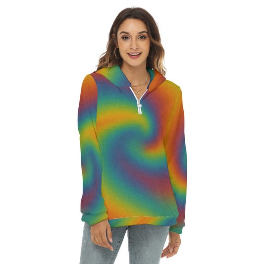 Women's Borg Fleece Hoodie With Half Zip