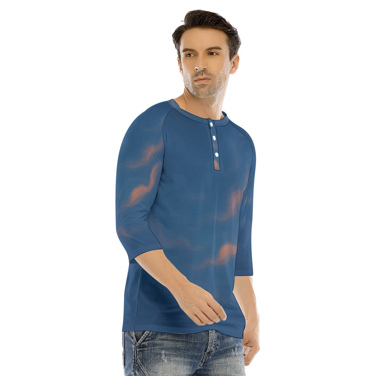 Men's Bracelet Sleeve T-shirt With Button Closure - view 2