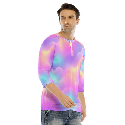 Men's Bracelet Sleeve T-shirt With Button Closure - view 2
