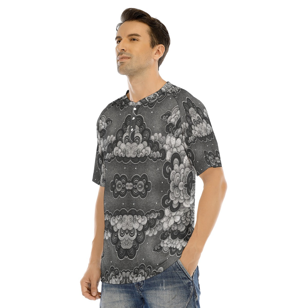 Men's Raglan Sleeve T-shirt With Button Closure