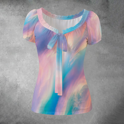 Women's Puff Sleeve Pleated Shirt