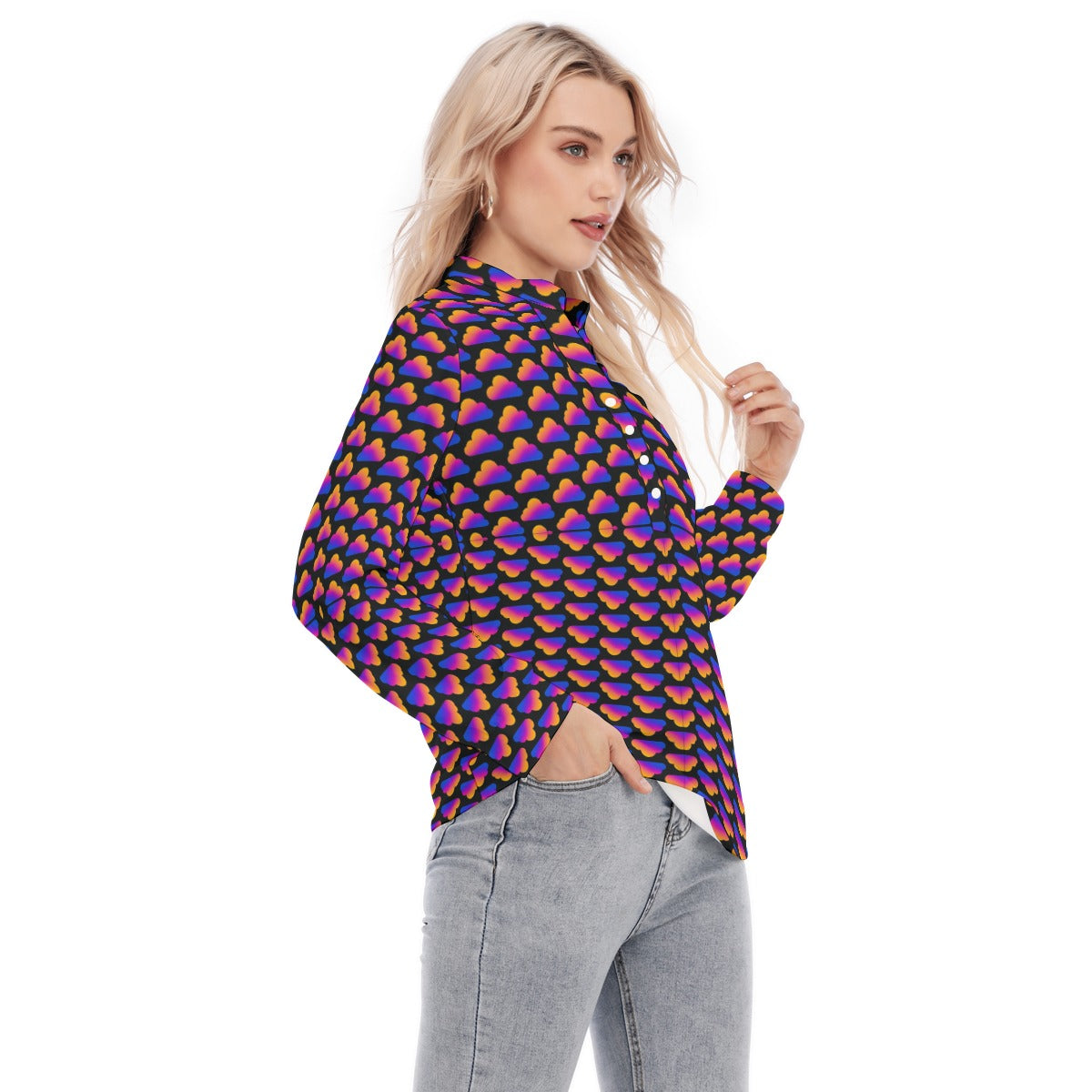 Women's Long Sleeve Blouse With Button Closure