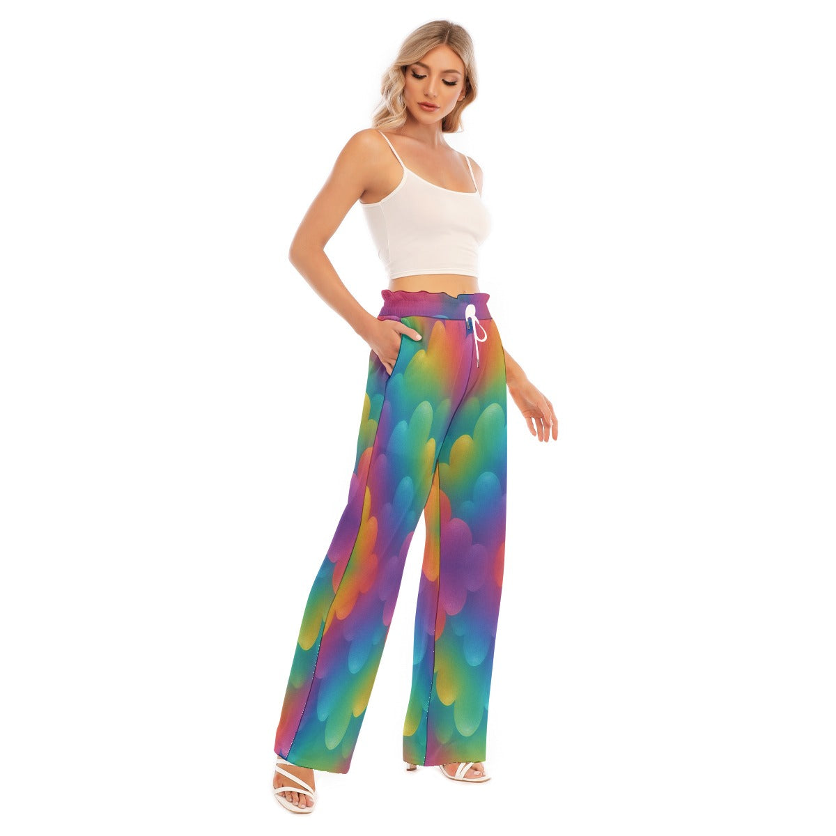 Women's Waist Fungus Edge Wide-leg Pants