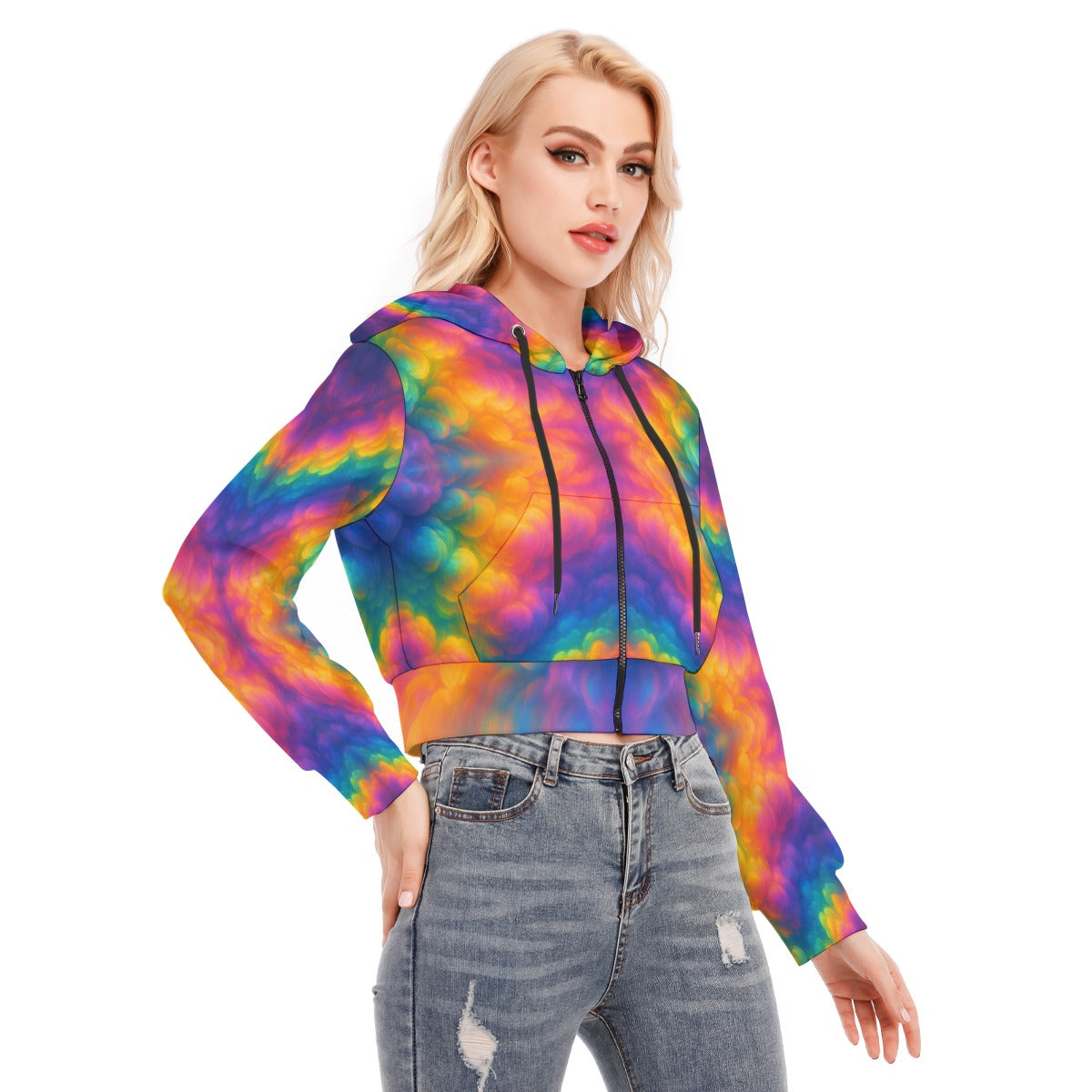 Women's Crop Top Hoodie With Zipper Closure