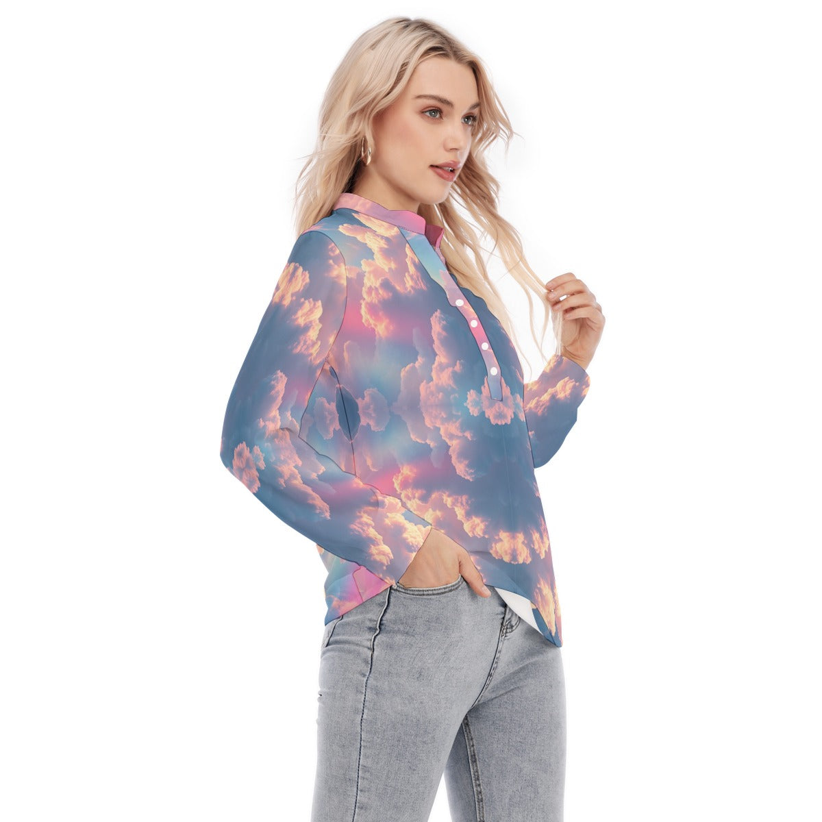 Women's Long Sleeve Blouse With Button Closure