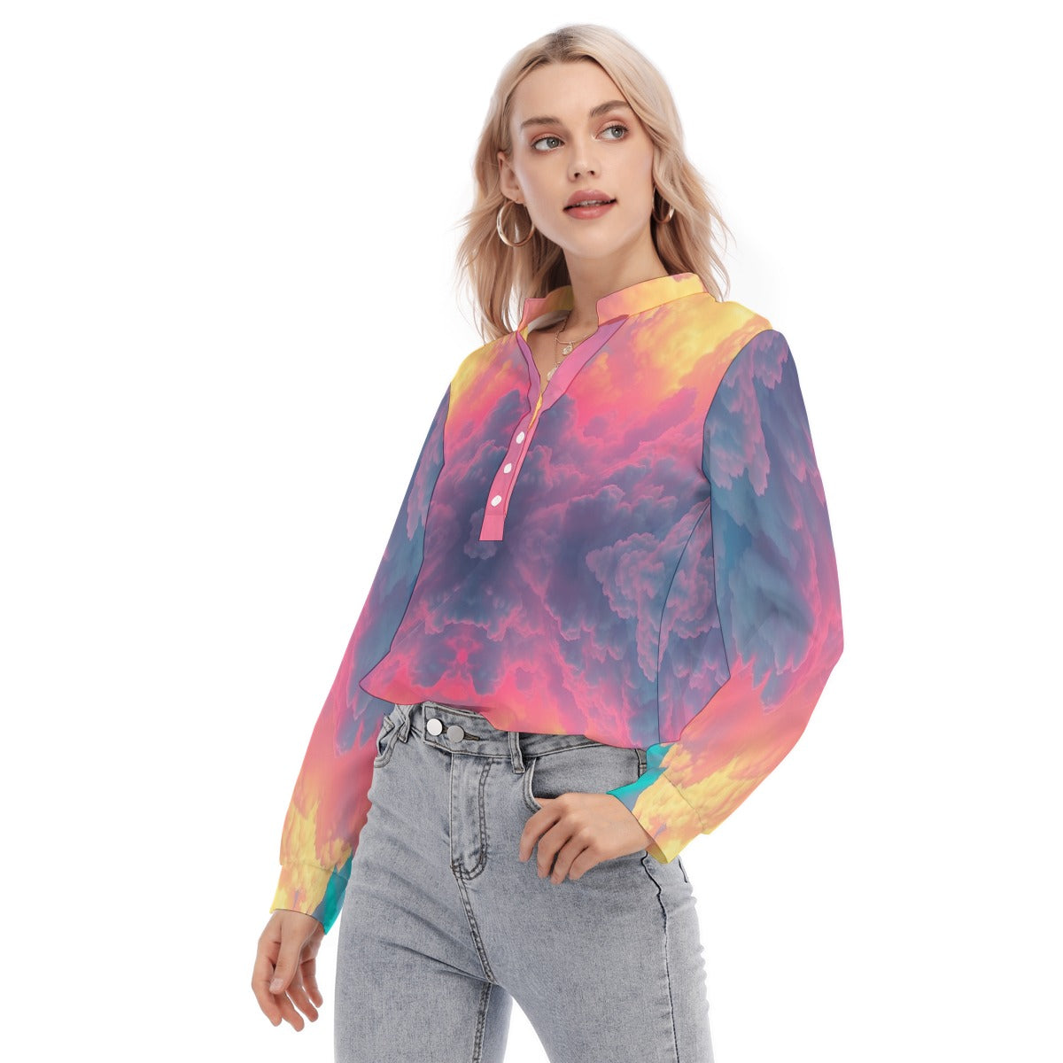 Women's Long Sleeve Blouse With Button Closure